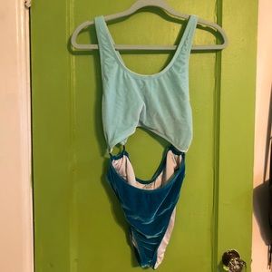 PINK one piece velvet bathing suit